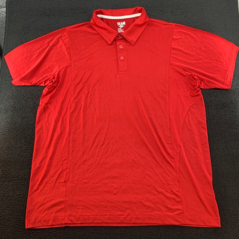 TEAM 365 Men's Red Performance Polo Shirt L/G Athletic‎ Golf Casual